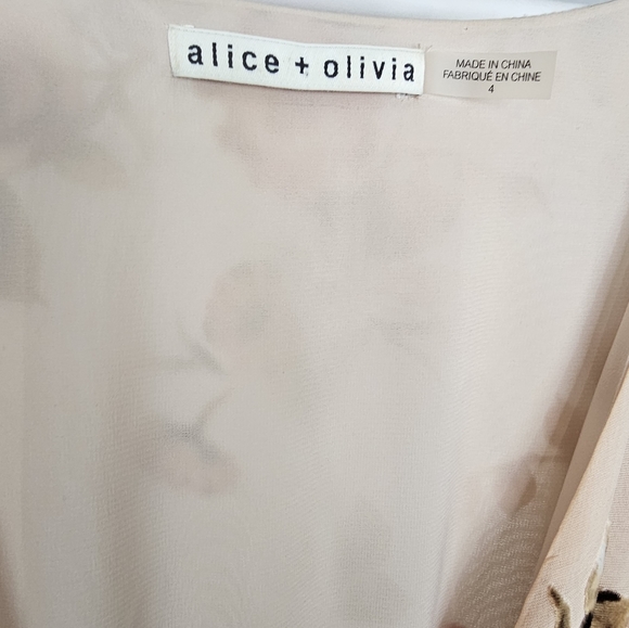 Alice & Olivia Clarine Wrap Dress Silk Velvet Wrap Dress Midi Size 4 - Picture 6 of 7